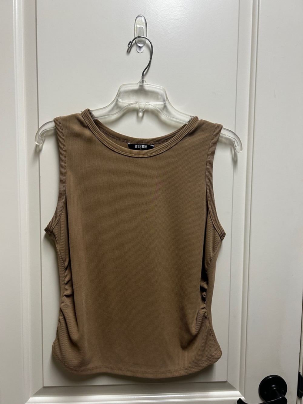 BTFBM Sleeveless Ribbed Tank Top in Taupe